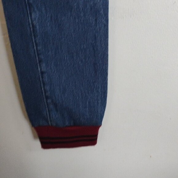 Carmar Aliena Athletic Jogger Blue Jeans - Red Stripe Elastic Band Ankle Size 28 - Picture 5 of 9